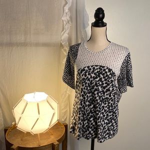 Stella McCartney Mixed Print Black and White Short Sleeve Top